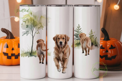 Golden Retriever Dog 20oz Tumbler Wrap Sublimation PixelChick 