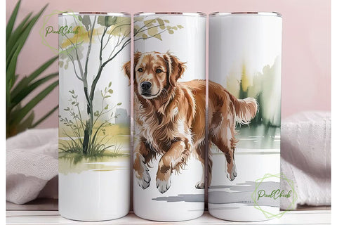 Golden Retriever Dog 20oz Tumbler Wrap Sublimation PixelChick 