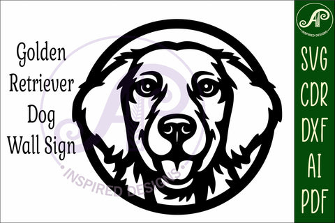 Golden Retriever Dog SVG Laser Cut File, Dog Face Wall Art SVG APInspireddesigns 
