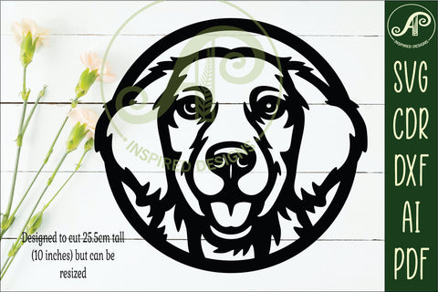 Golden Retriever Dog SVG Laser Cut File, Dog Face Wall Art SVG APInspireddesigns 