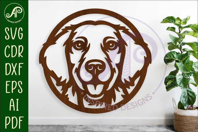 Golden Retriever Dog SVG Laser Cut File, Dog Face Wall Art SVG APInspireddesigns 