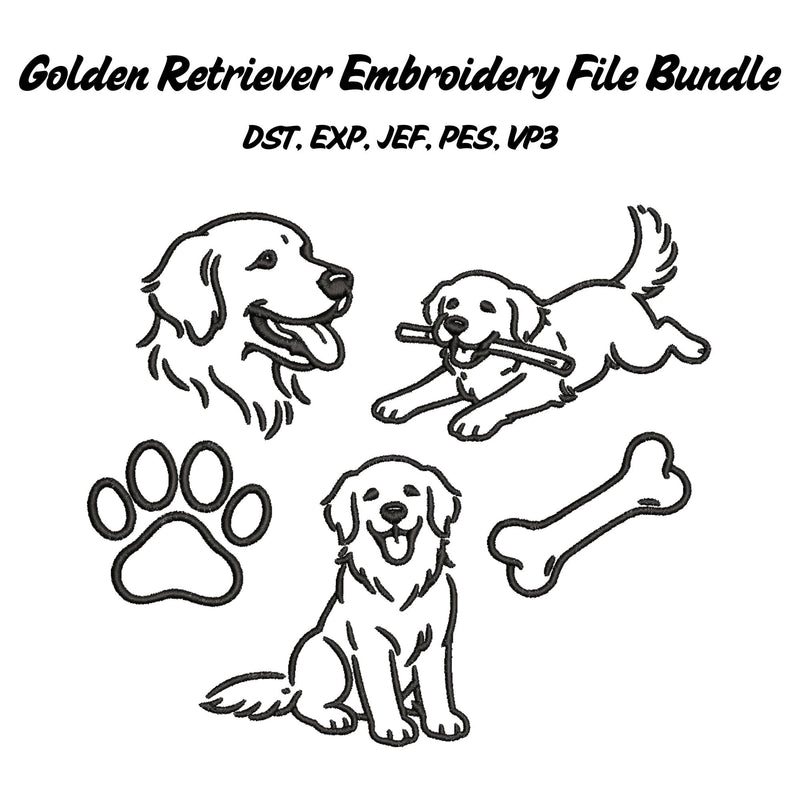 Golden Retriever Embroidery Set Embroidery/Applique DESIGNS Stitched Haus 