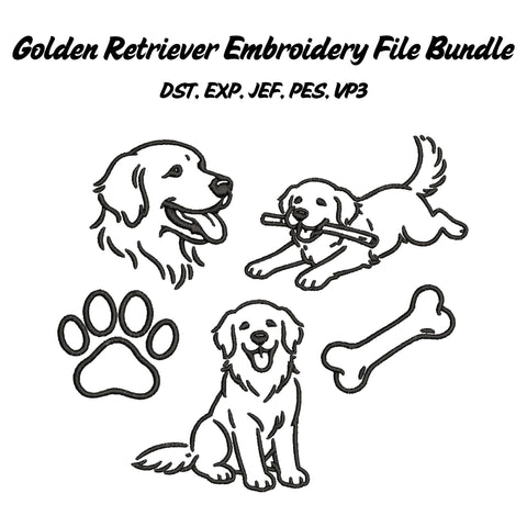 Golden Retriever Embroidery Set Embroidery/Applique DESIGNS Stitched Haus 