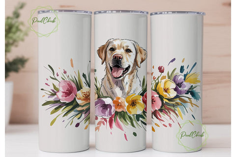 Golden Retriever Floral Watercolor PNG Sublimation PixelChick 