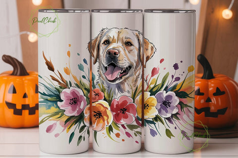 Golden Retriever Floral Watercolor PNG Sublimation PixelChick 