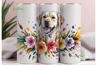 Golden Retriever Floral Watercolor PNG Sublimation PixelChick 