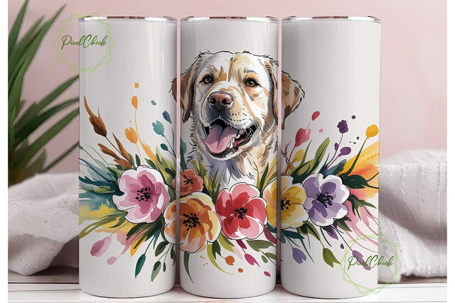 Golden Retriever Floral Watercolor PNG Sublimation PixelChick 