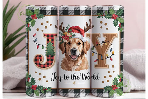 Golden Retriever Joy Christmas Tumbler Sublimation PixelChick 