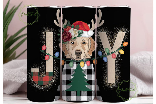 Golden Retriever Joy Christmas Tumbler Sublimation PixelChick 