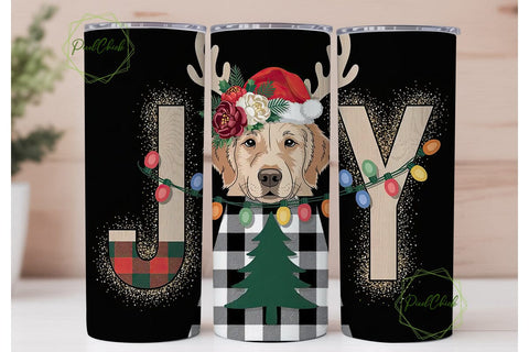 Golden Retriever Joy Christmas Tumbler Sublimation PixelChick 