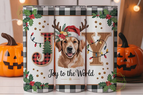 Golden Retriever Joy Christmas Tumbler Sublimation PixelChick 