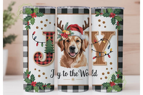 Golden Retriever Joy Christmas Tumbler Sublimation PixelChick 