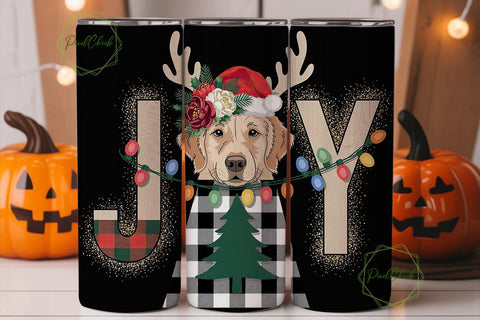 Golden Retriever Joy Christmas Tumbler Sublimation PixelChick 