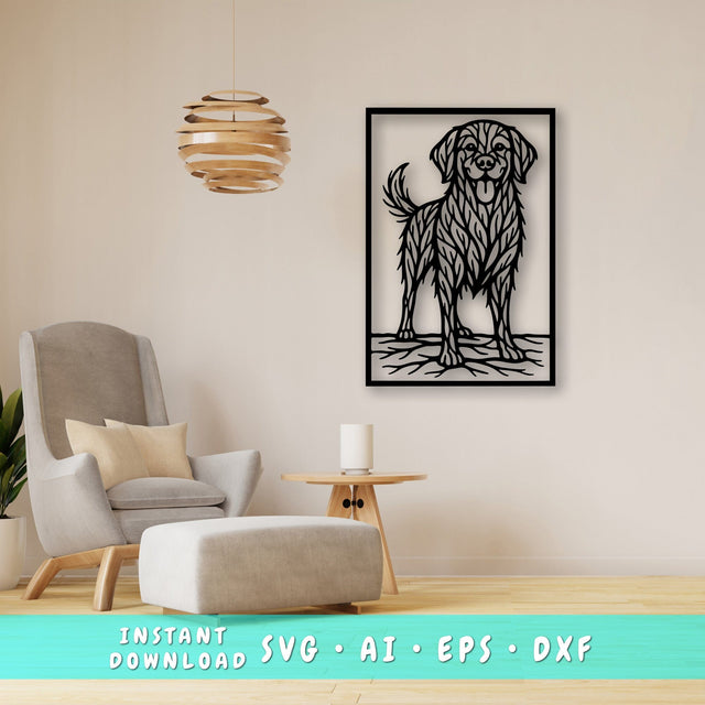 Golden Retriever Laser SVG, Cute Dog Laser Cut, Pet Lover Design, Digital Download, Dog Art, Laser Engraving File SVG HappyDesignStudio 