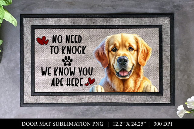 Golden Retriever No Need To Knock Doormat Sublimation Sublimation BijouBay 