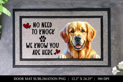 Golden Retriever No Need To Knock Doormat Sublimation Sublimation BijouBay 