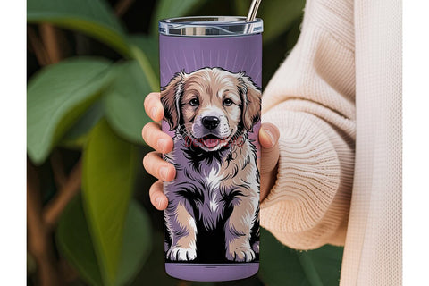 Golden Retriever Puppy 20oz Tumbler Wrap Sublimation DesignSVG 
