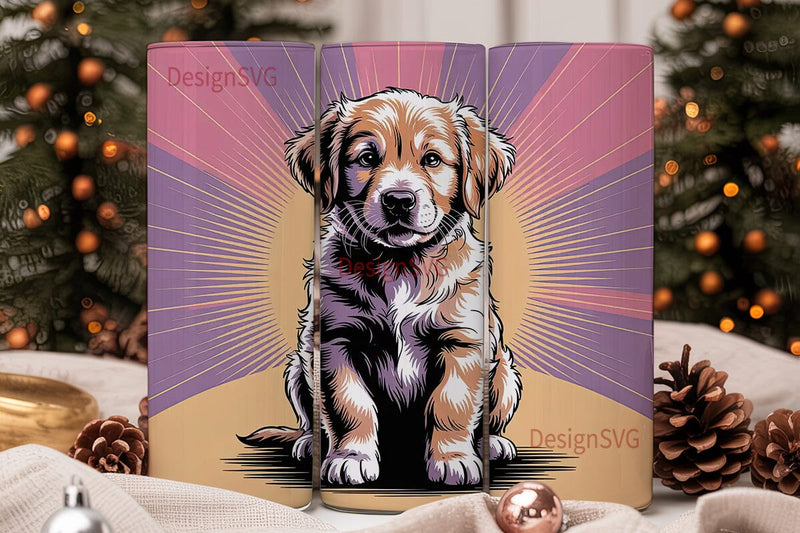 Golden Retriever Puppy 20oz Tumbler Wrap Sublimation DesignSVG 