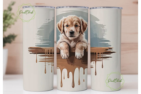 Golden Retriever Puppy 20oz Tumbler Wrap Sublimation PixelChick 