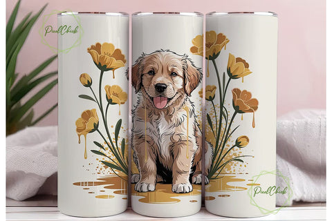 Golden Retriever Puppy 20oz Tumbler Wrap Sublimation PixelChick 