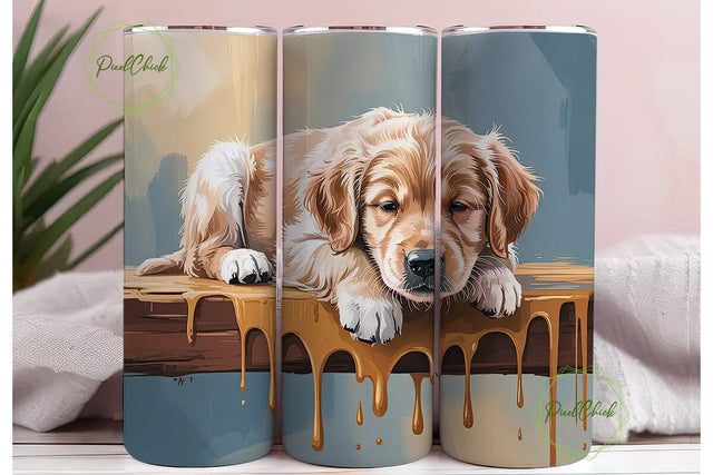 Golden Retriever Puppy 20oz Tumbler Wrap Sublimation PixelChick 