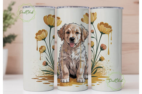 Golden Retriever Puppy 20oz Tumbler Wrap Sublimation PixelChick 