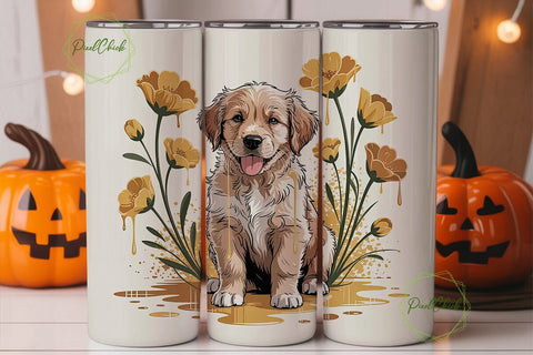 Golden Retriever Puppy 20oz Tumbler Wrap Sublimation PixelChick 