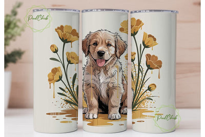 Golden Retriever Puppy 20oz Tumbler Wrap Sublimation PixelChick 