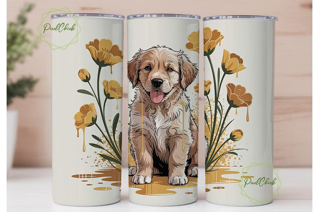 Golden Retriever Puppy 20oz Tumbler Wrap Sublimation PixelChick 