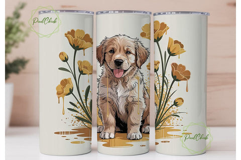 Golden Retriever Puppy 20oz Tumbler Wrap Sublimation PixelChick 
