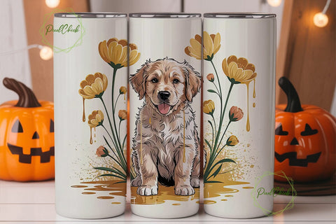 Golden Retriever Puppy 20oz Tumbler Wrap Sublimation PixelChick 