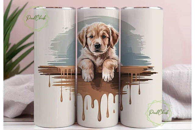 Golden Retriever Puppy 20oz Tumbler Wrap Sublimation PixelChick 