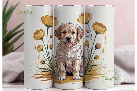 Golden Retriever Puppy 20oz Tumbler Wrap Sublimation PixelChick 