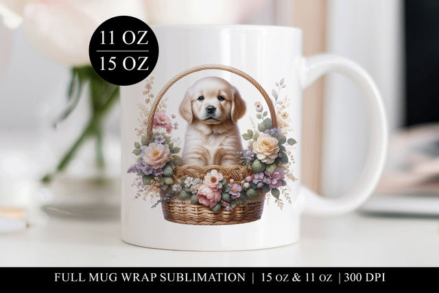 Golden Retriever Sublimation Mug Wrap for 11 & 15oz Mugs Sublimation BijouBay 