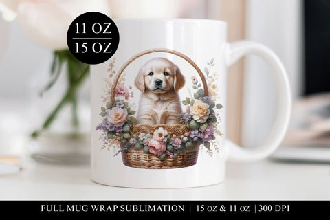 Golden Retriever Sublimation Mug Wrap for 11 & 15oz Mugs Sublimation BijouBay 