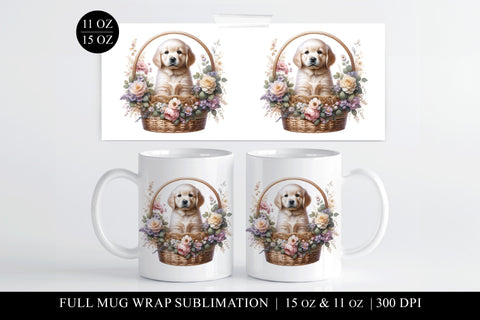 Golden Retriever Sublimation Mug Wrap for 11 & 15oz Mugs Sublimation BijouBay 