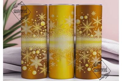 Golden Snowflake Shimmer 20oz Tumbler Sublimation sassyprint 