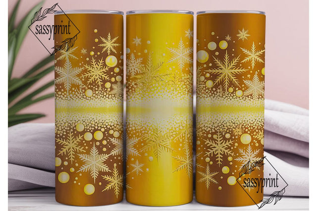 Golden Snowflake Shimmer 20oz Tumbler Sublimation sassyprint 