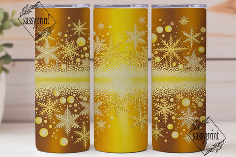 Golden Snowflake Shimmer 20oz Tumbler Sublimation sassyprint 