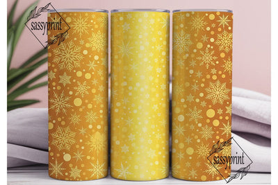 Golden Snowflake Shimmer 20oz Tumbler Sublimation sassyprint 