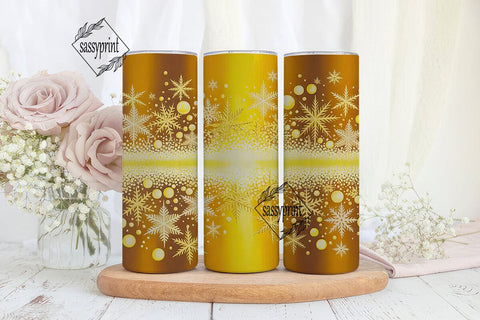 Golden Snowflake Shimmer 20oz Tumbler Sublimation sassyprint 