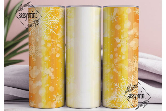Golden Snowflakes 20oz Tumbler Wrap Sublimation sassyprint 