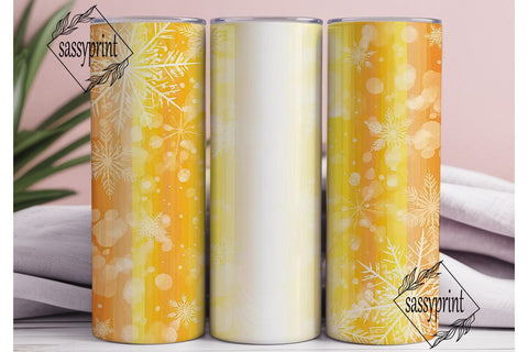 Golden Snowflakes 20oz Tumbler Wrap Sublimation sassyprint 