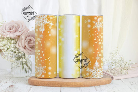 Golden Snowflakes 20oz Tumbler Wrap Sublimation sassyprint 