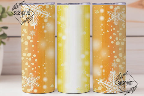 Golden Snowflakes 20oz Tumbler Wrap Sublimation sassyprint 