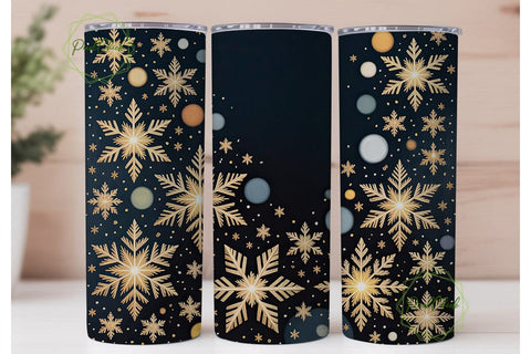 Golden Snowflakes Winter 20oz Tumbler Sublimation PixelChick 