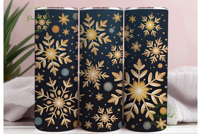 Golden Snowflakes Winter 20oz Tumbler Sublimation PixelChick 