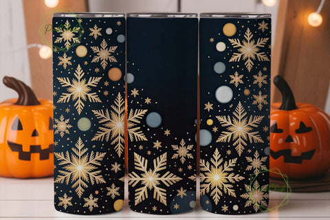 Golden Snowflakes Winter 20oz Tumbler Sublimation PixelChick 