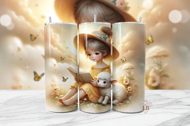 Golden Summer Lamb Tumbler Wrap PNG Sublimation BijouBay 