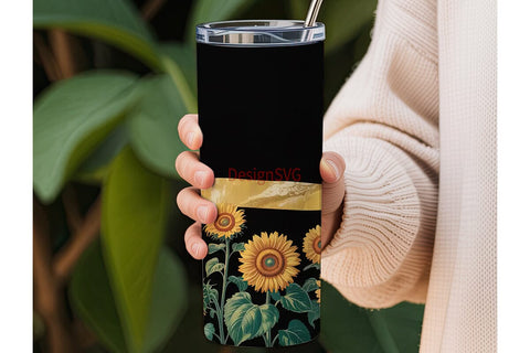 Golden Sunflower 20oz Tumbler Wrap Sublimation DesignSVG 